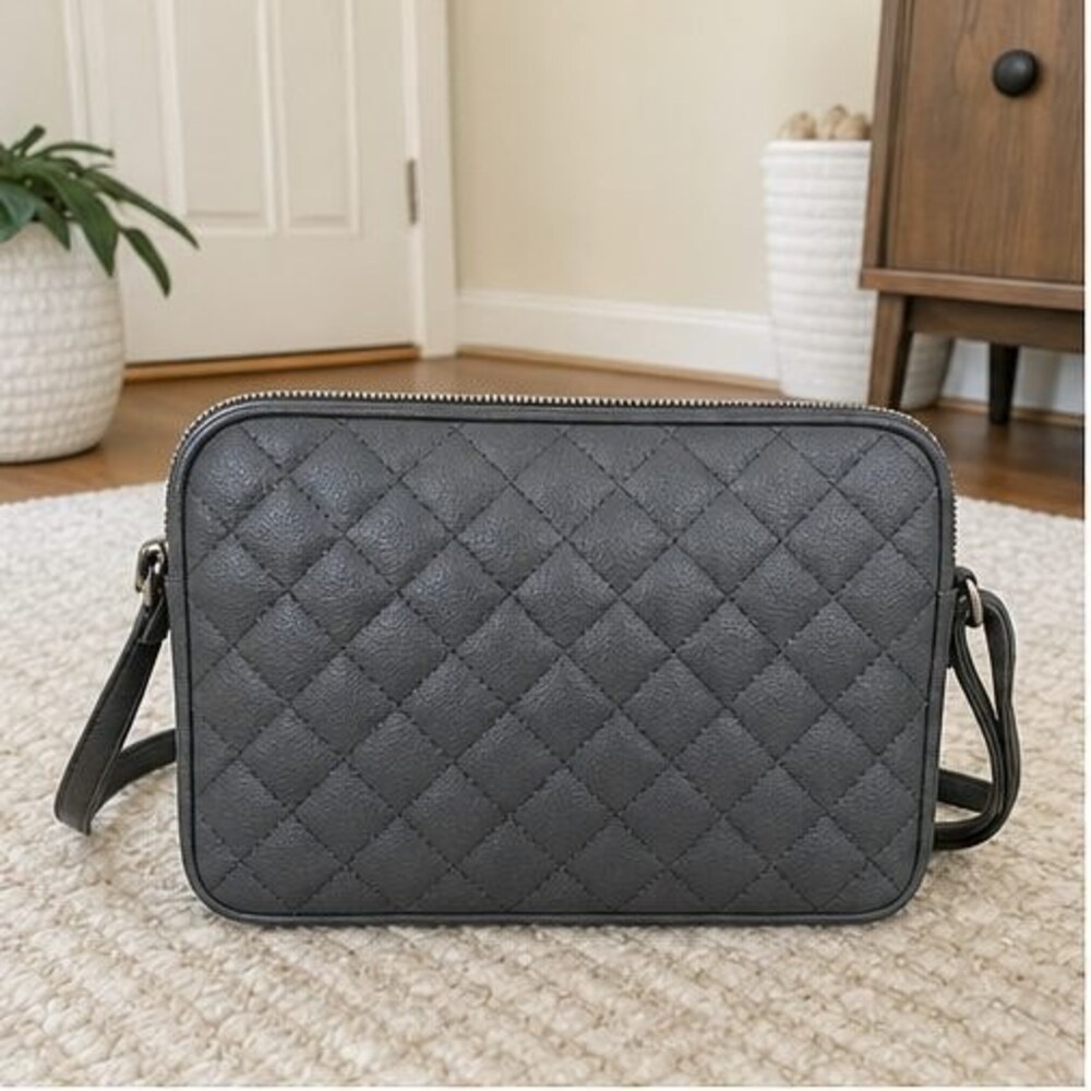 Charcoal Quilted Crossbody Bag